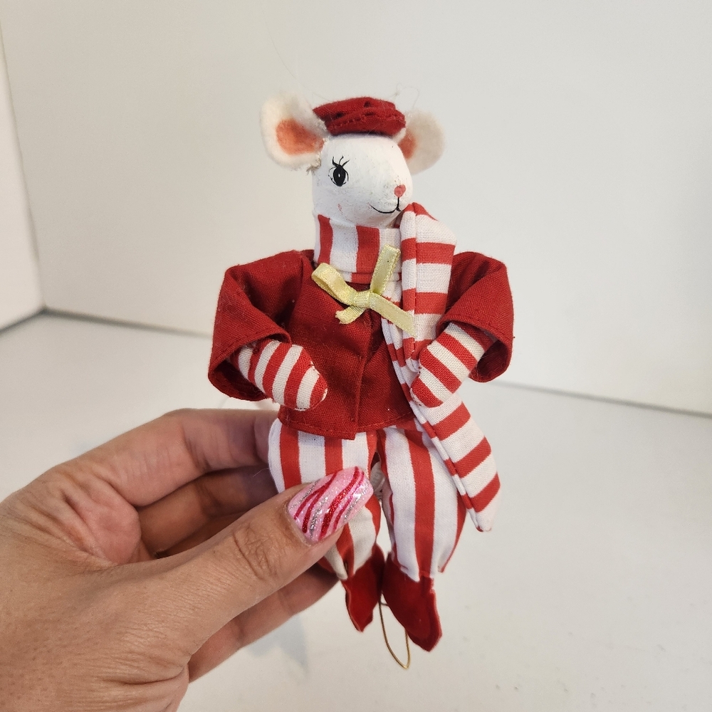 Vintage Silvestri Christmas Tree Ornament Mouse Mice Kitsch Porcelain 1980s Cute